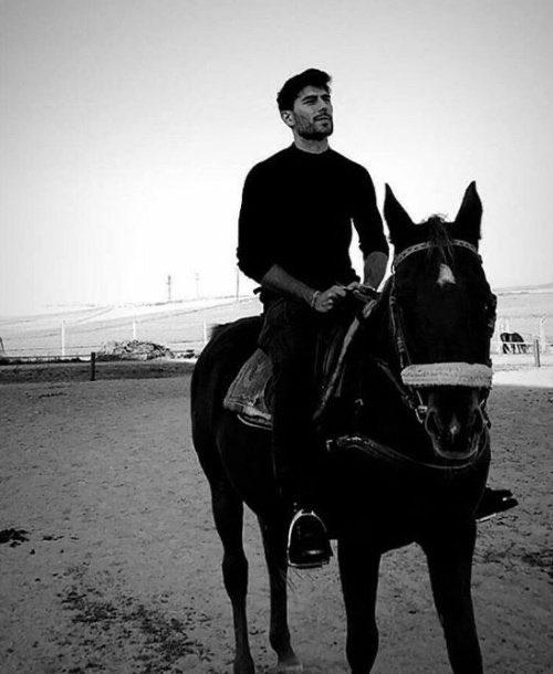 the new actor of hercai practicing withe a horse